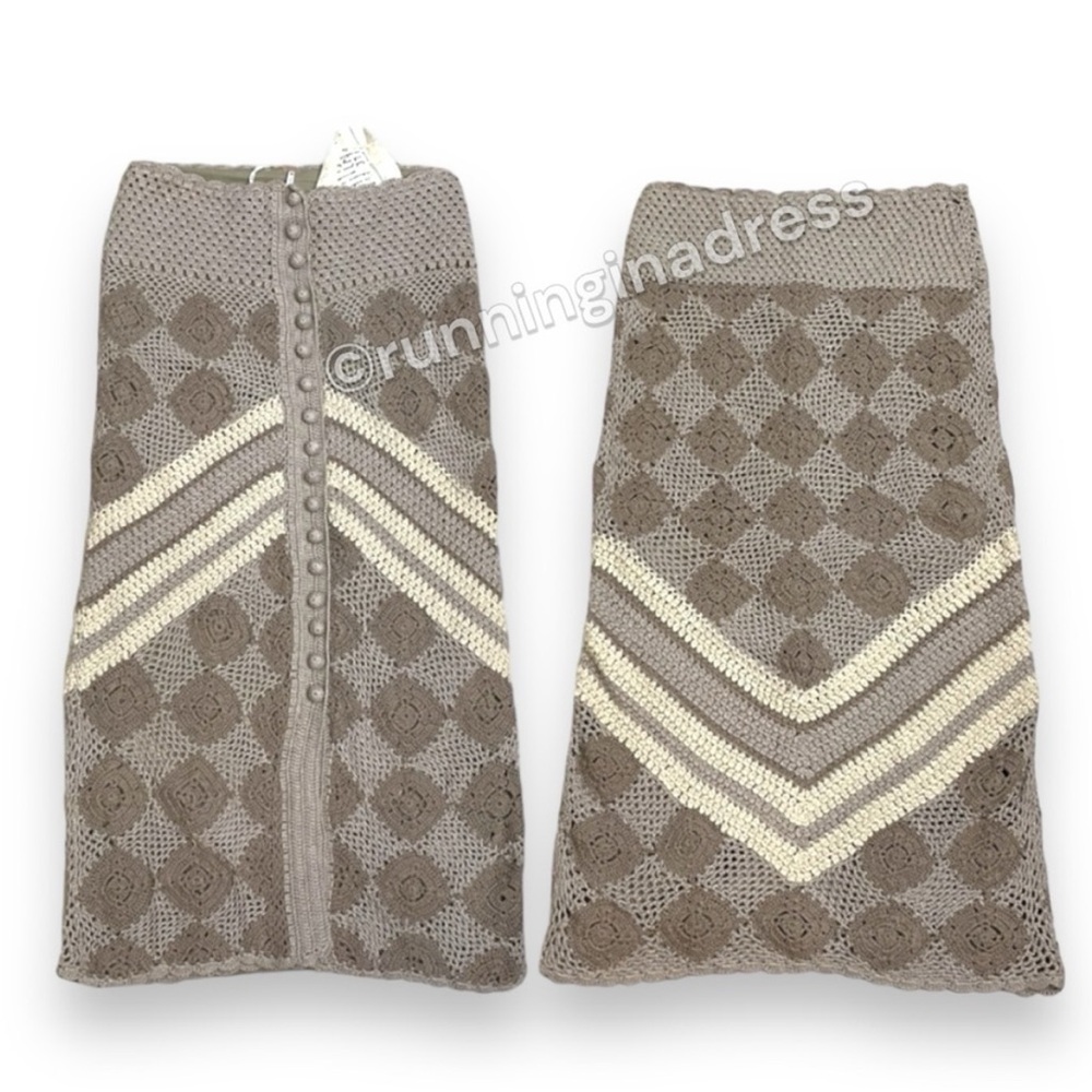 NWT Free People Touch The Sun Crochet Midi Skirt Size Small In Color Neutral - Picture 5 of 13